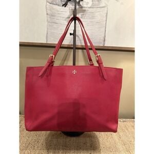 Tory‎ Burch Robinson Red Saffiano Leather Large Tote Handbag Laptop Business